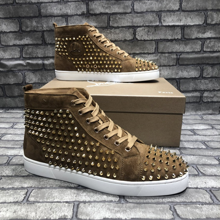 Christian Louboutin Mens Shoes Luxury Brand Red Bottom Design Louis Junior Spikes Flat with Original Box CL sneakers