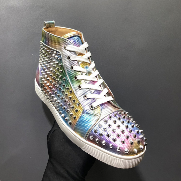 Christian Louboutin Mens Shoes Luxury Brand Red Bottom Design Louis Junior Spikes Flat with Original Box CL sneakers
