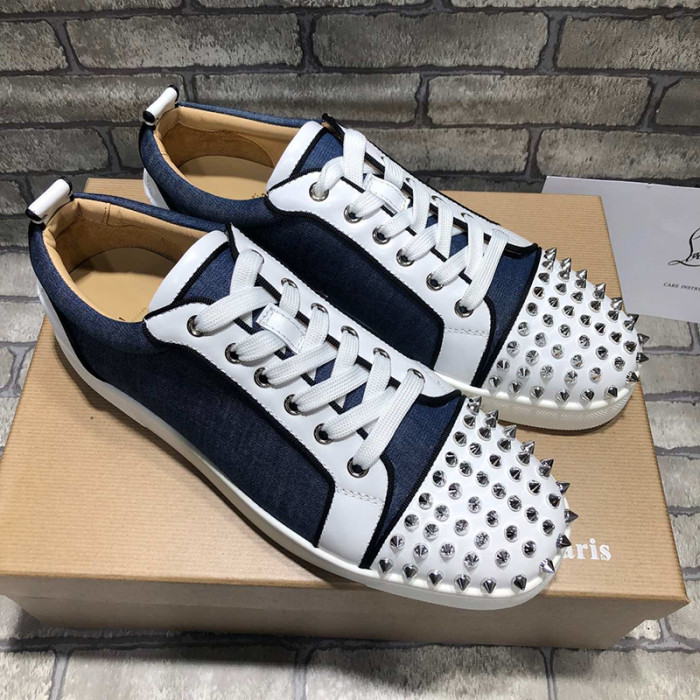 Christian Louboutin Mens Shoes Luxury Brand Red Bottom Design Louis Junior Spikes Flat with Original Box CL sneakers