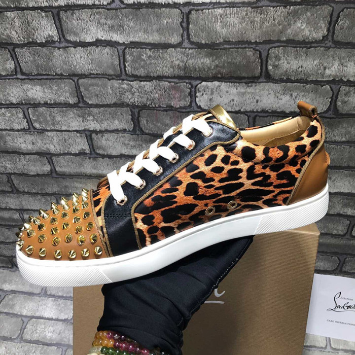 Christian Louboutin Mens Shoes Luxury Brand Red Bottom Design Louis Junior Spikes Flat with Original Box CL sneakers