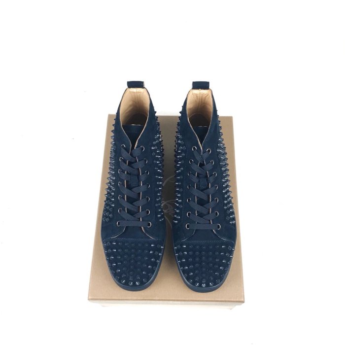 Christian Louboutin Mens Shoes Luxury Brand Red Bottom Design Louis Junior Spikes Flat with Original Box CL sneakers