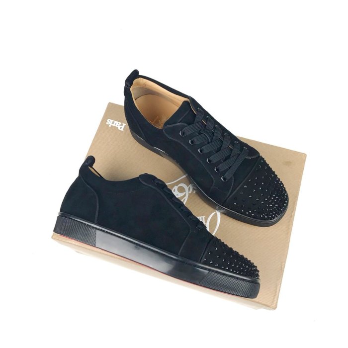 Christian Louboutin Mens Shoes Luxury Brand Red Bottom Design Louis Junior Spikes Flat with Original Box CL sneakers