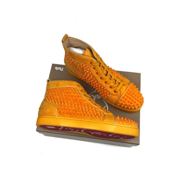 Christian Louboutin Mens Shoes Luxury Brand Red Bottom Design Louis Junior Spikes Flat with Original Box CL sneakers