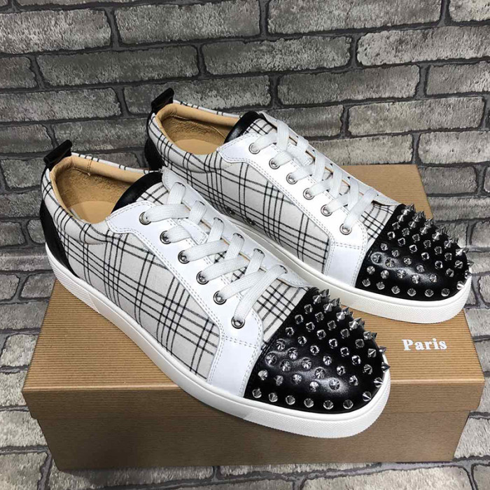 Christian Louboutin Mens Shoes Luxury Brand Red Bottom Design Louis Junior Spikes Flat with Original Box CL sneakers