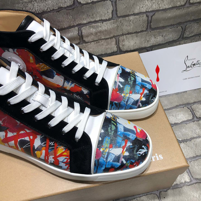 Christian Louboutin Mens Shoes Luxury Brand Red Bottom Design Louis Junior Spikes Flat with Original Box CL sneakers