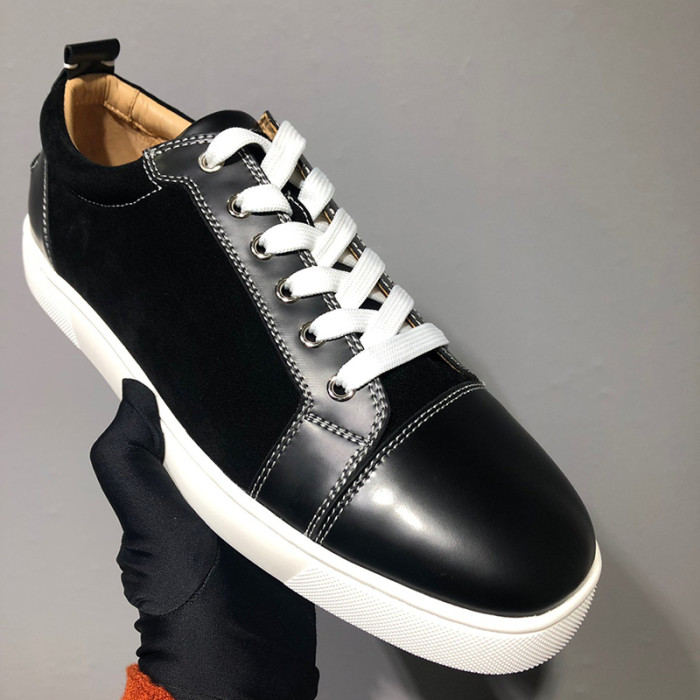 Christian Louboutin Mens Shoes Luxury Brand Red Bottom Design Louis Junior Spikes Flat with Original Box CL sneakers