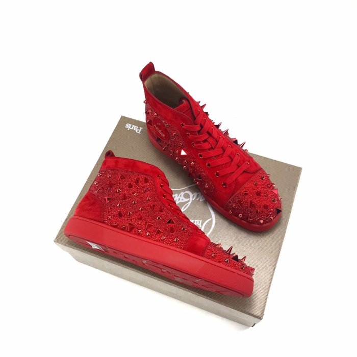 Christian Louboutin Mens Shoes Luxury Brand Red Bottom Design Louis Junior Spikes Flat with Original Box CL sneakers