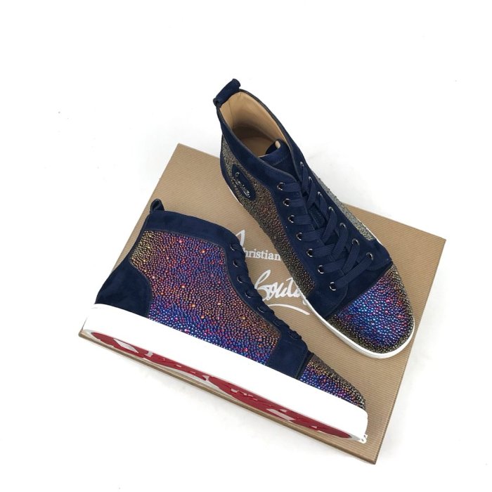 Christian Louboutin Mens Shoes Luxury Brand Red Bottom Design Louis Junior Spikes Flat with Original Box CL sneakers