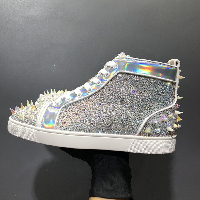 Christian Louboutin Mens Shoes Luxury Brand Red Bottom Design Louis Junior Spikes Flat with Original Box CL sneakers