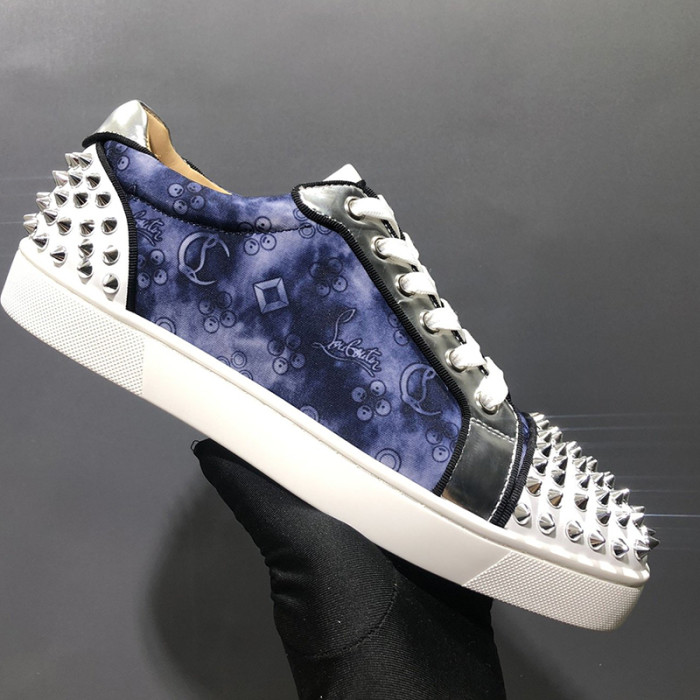 Christian Louboutin Mens Shoes Luxury Brand Red Bottom Design Louis Junior Spikes Flat with Original Box CL sneakers