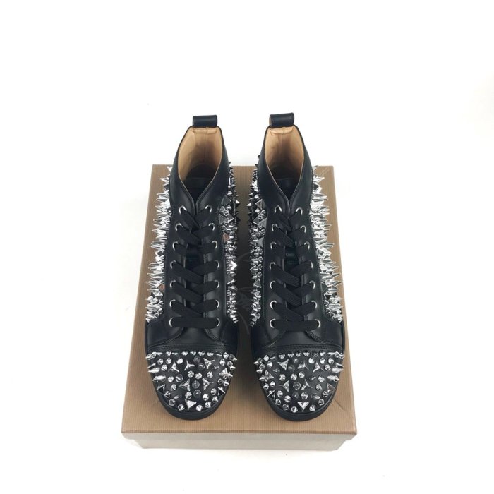 Christian Louboutin Mens Shoes Luxury Brand Red Bottom Design Louis Junior Spikes Flat with Original Box CL sneakers