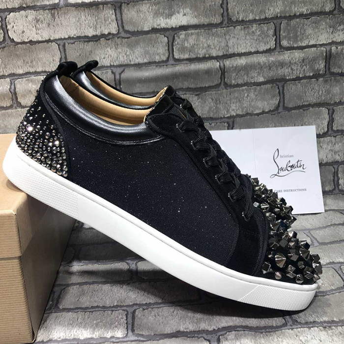 Christian Louboutin Mens Shoes Luxury Brand Red Bottom Design Louis Junior Spikes Flat with Original Box CL sneakers