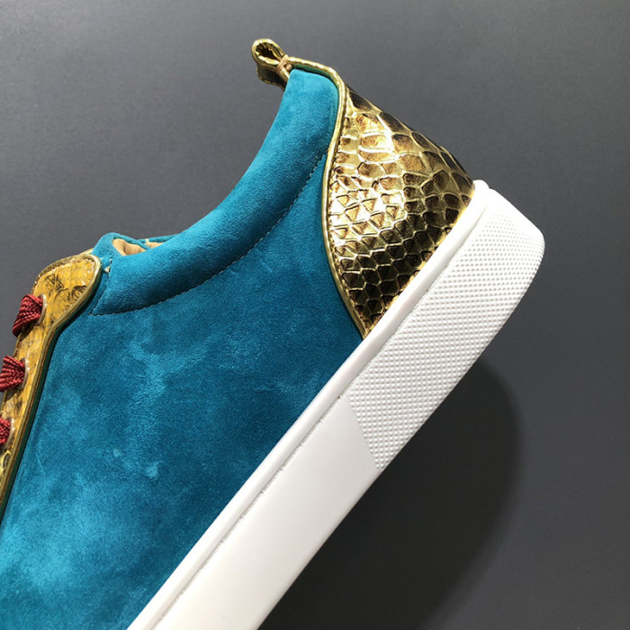 Christian Louboutin Mens Shoes Luxury Brand Red Bottom Design Louis Junior Spikes Flat with Original Box CL sneakers