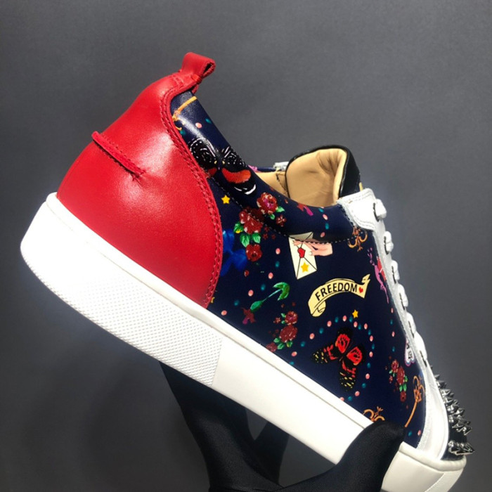 Christian Louboutin Mens Shoes Luxury Brand Red Bottom Design Louis Junior Spikes Flat with Original Box CL sneakers