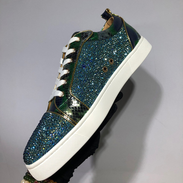 Christian Louboutin Mens Shoes Luxury Brand Red Bottom Design Louis Junior Spikes Flat with Original Box CL sneakers
