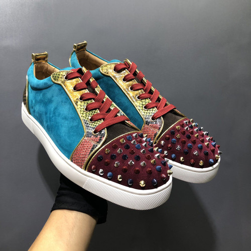 Christian Louboutin Mens Shoes Luxury Brand Red Bottom Design Louis Junior Spikes Flat with Original Box CL sneakers