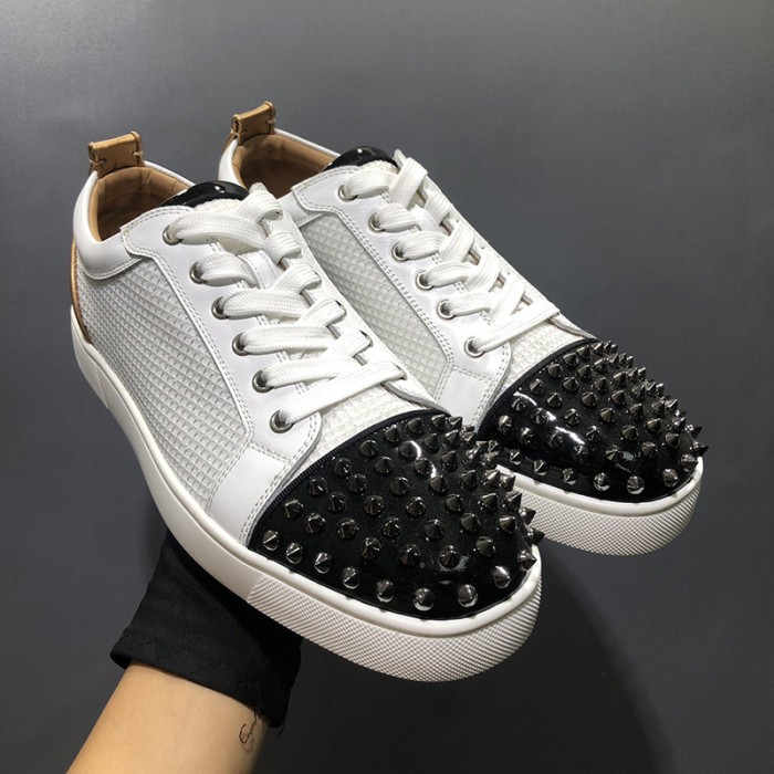 Christian Louboutin Mens Shoes Luxury Brand Red Bottom Design Louis Junior Spikes Flat with Original Box CL sneakers