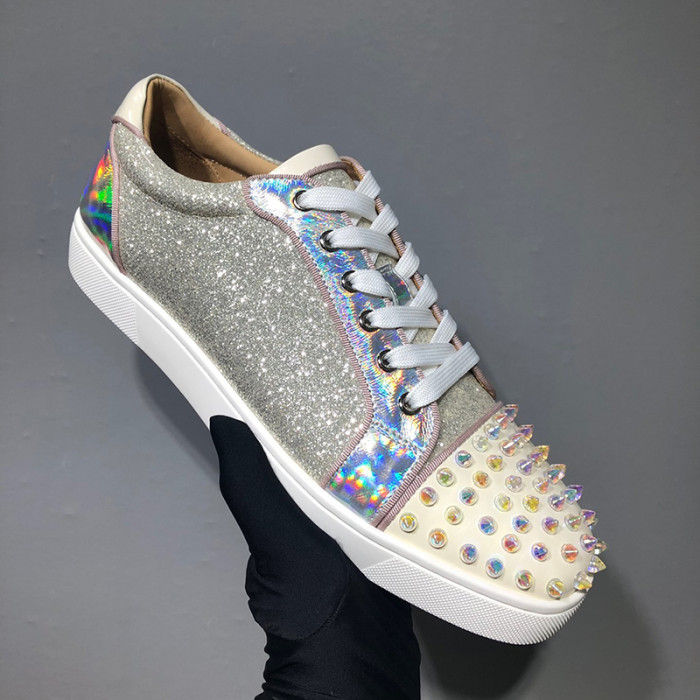Christian Louboutin Mens Shoes Luxury Brand Red Bottom Design Louis Junior Spikes Flat with Original Box CL sneakers