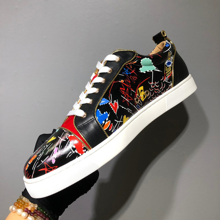 Christian Louboutin Mens Shoes Luxury Brand Red Bottom Design Louis Junior Spikes Flat with Original Box CL sneakers