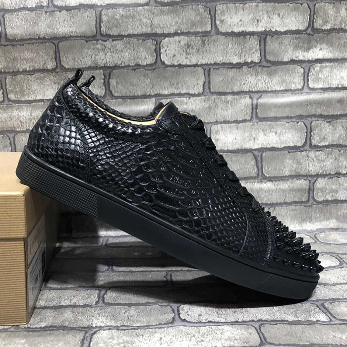 Christian Louboutin Mens Shoes Luxury Brand Red Bottom Design Louis Junior Spikes Flat with Original Box CL sneakers
