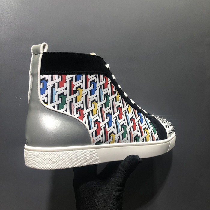 Christian Louboutin Mens Shoes Luxury Brand Red Bottom Design Louis Junior Spikes Flat with Original Box CL sneakers