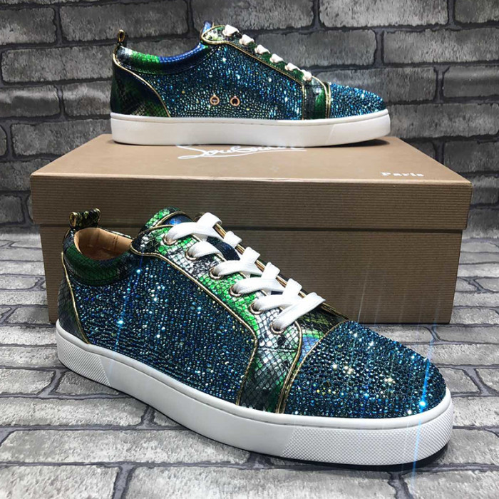 Christian Louboutin Mens Shoes Luxury Brand Red Bottom Design Louis Junior Spikes Flat with Original Box CL sneakers