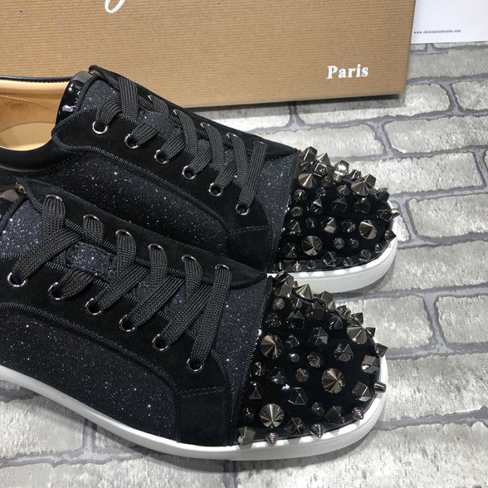 Christian Louboutin Mens Shoes Luxury Brand Red Bottom Design Louis Junior Spikes Flat with Original Box CL sneakers