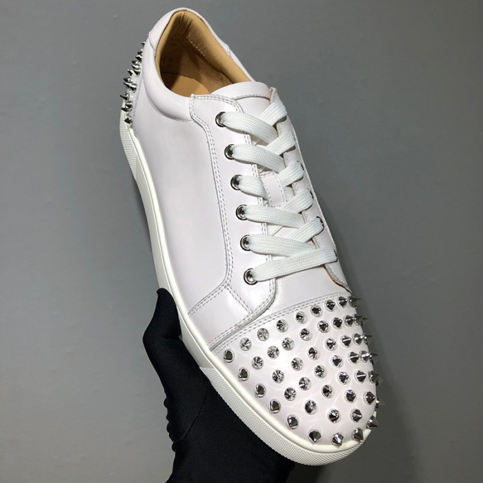 Christian Louboutin Mens Shoes Luxury Brand Red Bottom Design Louis Junior Spikes Flat with Original Box CL sneakers