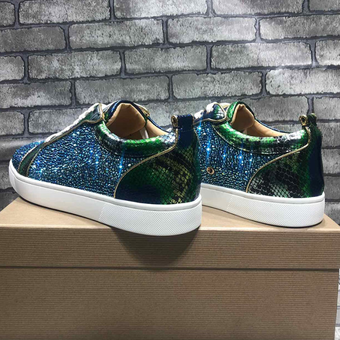 Christian Louboutin Mens Shoes Luxury Brand Red Bottom Design Louis Junior Spikes Flat with Original Box CL sneakers