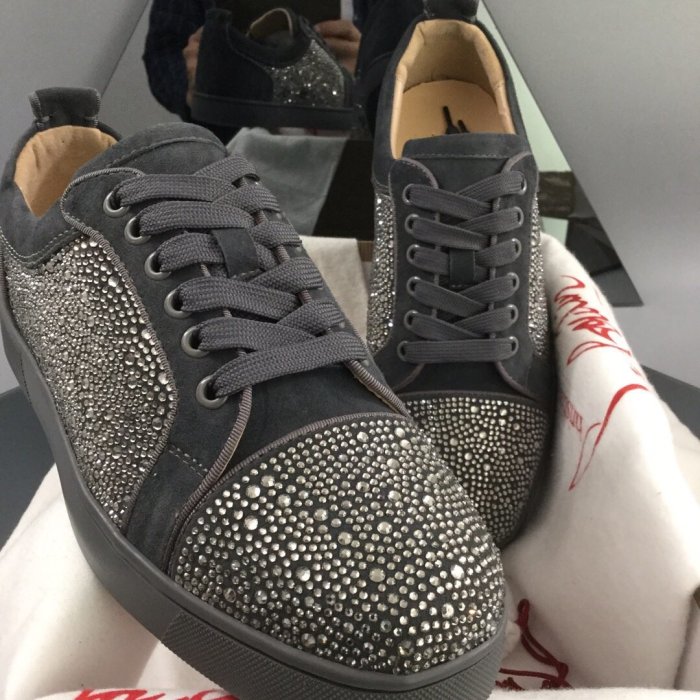 Christian Louboutin Mens Shoes Luxury Brand Red Bottom Design Louis Junior Spikes Flat with Original Box CL sneakers