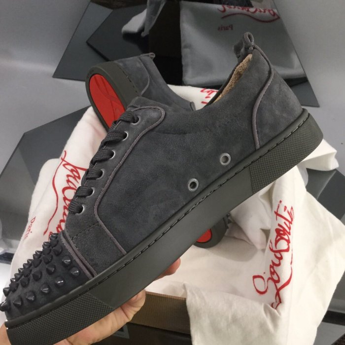 Christian Louboutin Mens Shoes Luxury Brand Red Bottom Design Louis Junior Spikes Flat with Original Box CL sneakers
