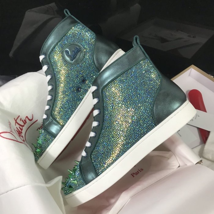 Christian Louboutin Mens Shoes Luxury Brand Red Bottom Design Louis Junior Spikes Flat with Original Box CL sneakers