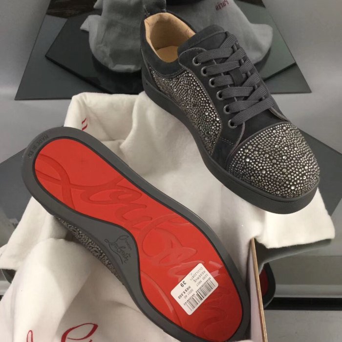 Christian Louboutin Mens Shoes Luxury Brand Red Bottom Design Louis Junior Spikes Flat with Original Box CL sneakers