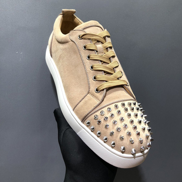 Christian Louboutin Mens Shoes Luxury Brand Red Bottom Design Louis Junior Spikes Flat with Original Box CL sneakers