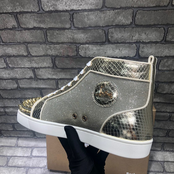 Christian Louboutin Mens Shoes Luxury Brand Red Bottom Design Louis Junior Spikes Flat with Original Box CL sneakers