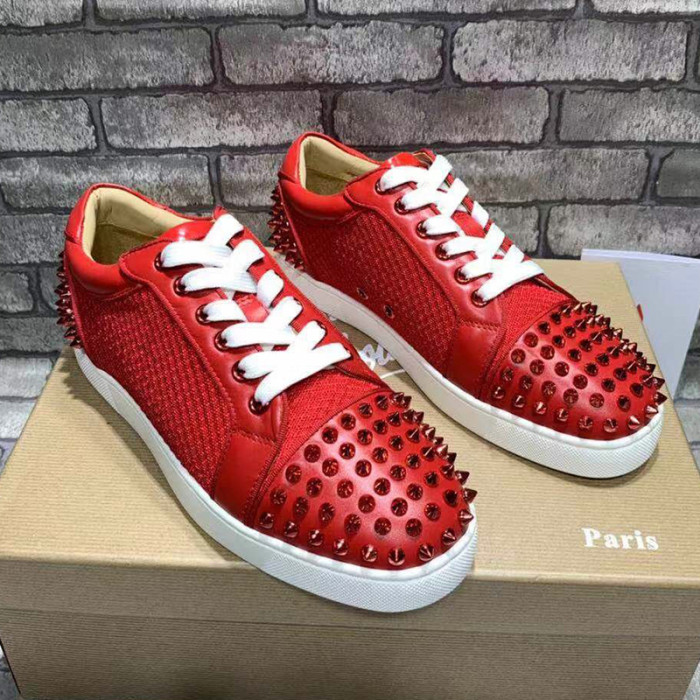 Christian Louboutin Mens Shoes Luxury Brand Red Bottom Design Louis Junior Spikes Flat with Original Box CL sneakers