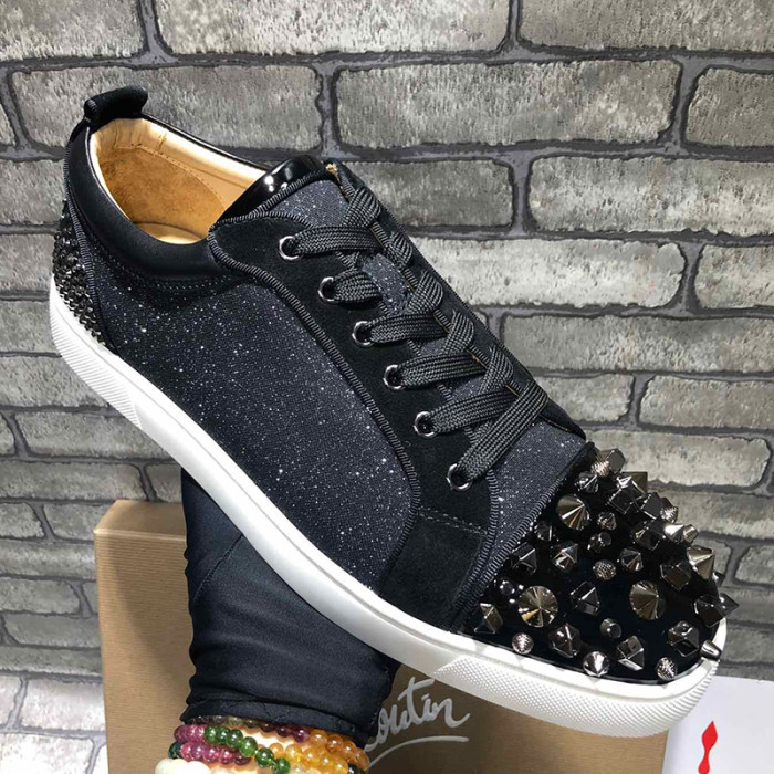 Christian Louboutin Mens Shoes Luxury Brand Red Bottom Design Louis Junior Spikes Flat with Original Box CL sneakers