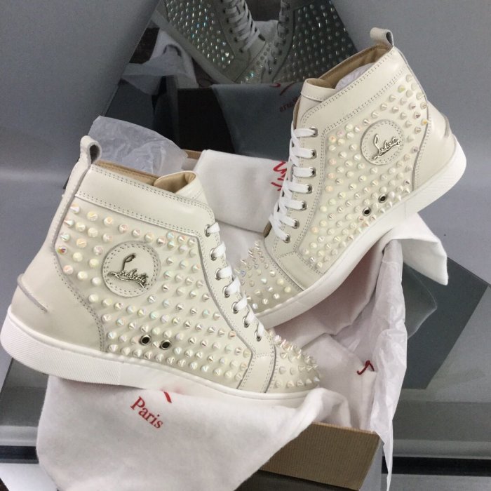 Christian Louboutin Mens Shoes Luxury Brand Red Bottom Design Louis Junior Spikes Flat with Original Box CL sneakers