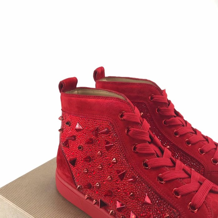 Christian Louboutin Mens Shoes Luxury Brand Red Bottom Design Louis Junior Spikes Flat with Original Box CL sneakers
