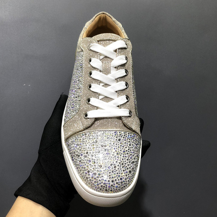Christian Louboutin Mens Shoes Luxury Brand Red Bottom Design Louis Junior Spikes Flat with Original Box CL sneakers