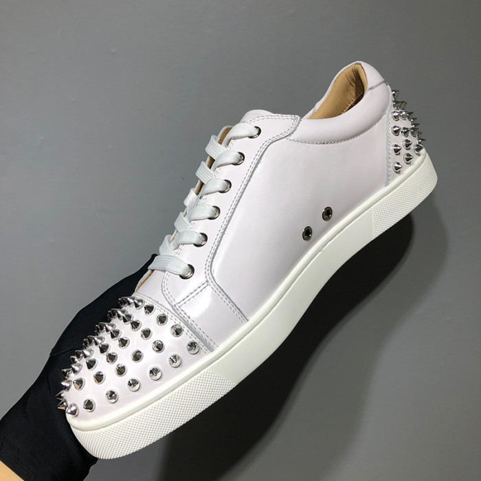 Christian Louboutin Mens Shoes Luxury Brand Red Bottom Design Louis Junior Spikes Flat with Original Box CL sneakers