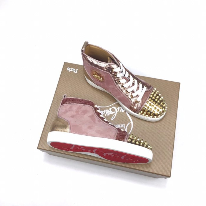 Christian Louboutin Mens Shoes Luxury Brand Red Bottom Design Louis Junior Spikes Flat with Original Box CL sneakers