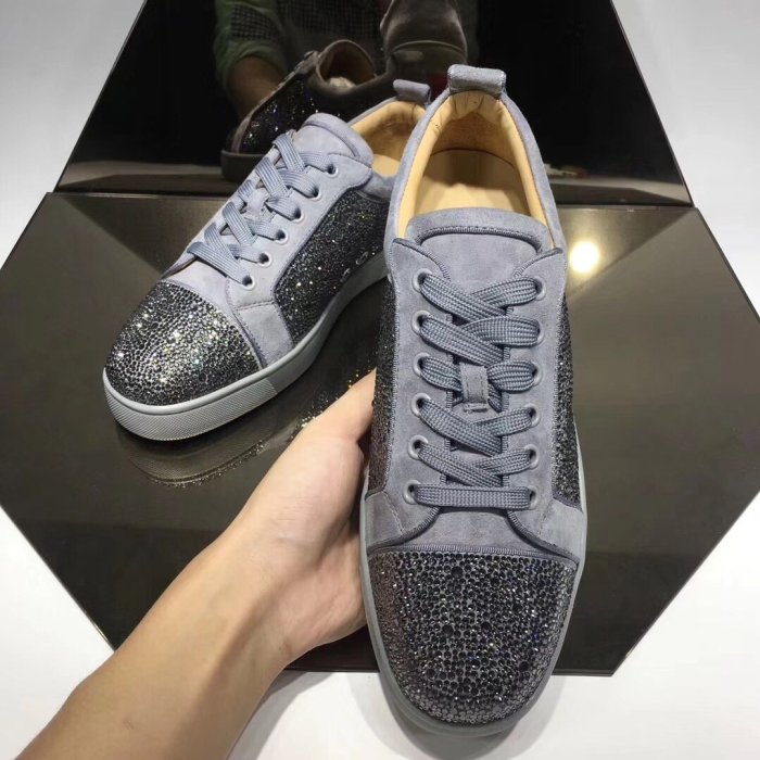Christian Louboutin Mens Shoes Luxury Brand Red Bottom Design Louis Junior Spikes Flat with Original Box CL sneakers