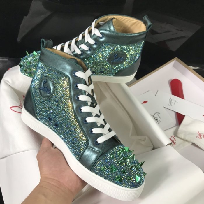 Christian Louboutin Mens Shoes Luxury Brand Red Bottom Design Louis Junior Spikes Flat with Original Box CL sneakers