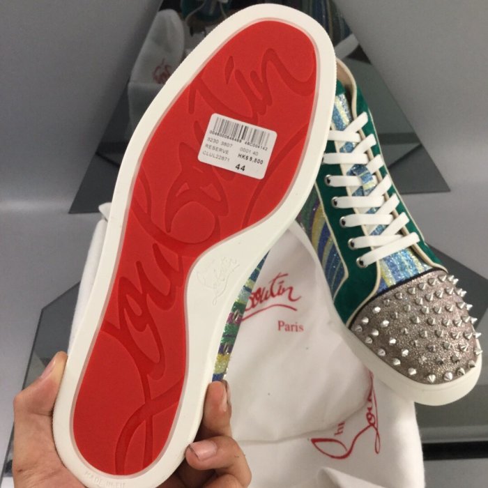Christian Louboutin Mens Shoes Luxury Brand Red Bottom Design Louis Junior Spikes Flat with Original Box CL sneakers