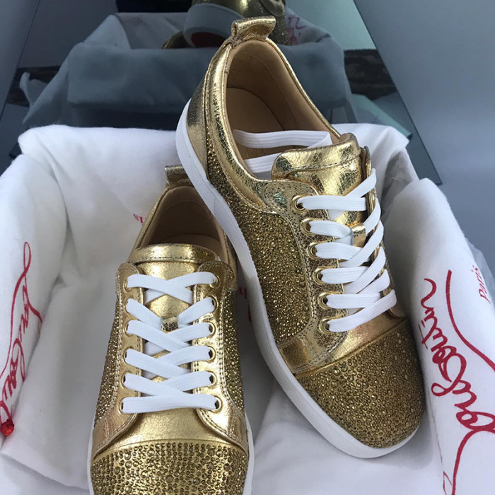 Christian Louboutin Mens Shoes Luxury Brand Red Bottom Design Louis Junior Spikes Flat with Original Box CL sneakers