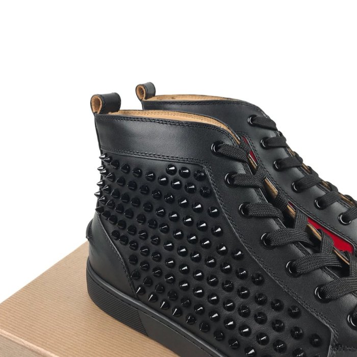 Christian Louboutin Mens Shoes Luxury Brand Red Bottom Design Louis Junior Spikes Flat with Original Box CL sneakers