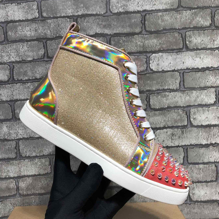 Christian Louboutin Mens Shoes Luxury Brand Red Bottom Design Louis Junior Spikes Flat with Original Box CL sneakers