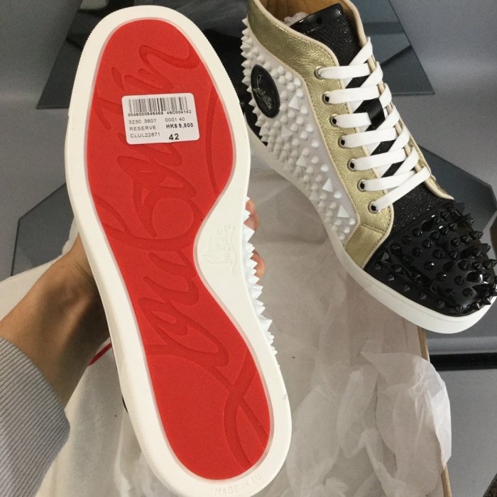 Christian Louboutin Mens Shoes Luxury Brand Red Bottom Design Louis Junior Spikes Flat with Original Box CL sneakers