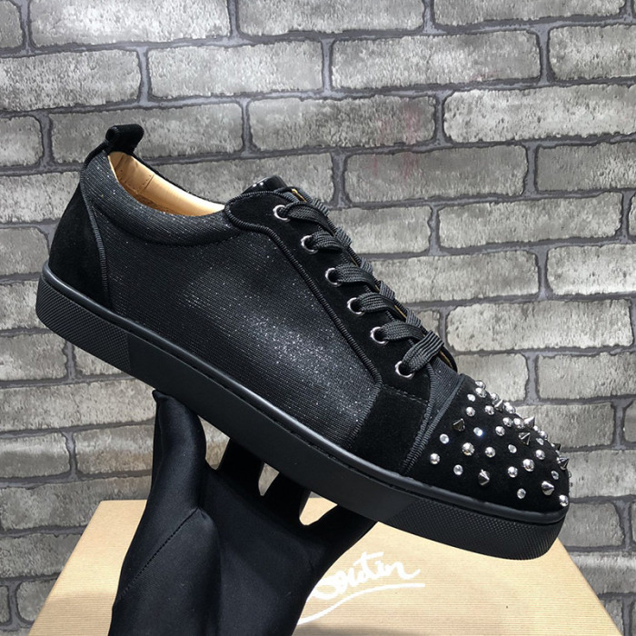 Christian Louboutin Mens Shoes Luxury Brand Red Bottom Design Louis Junior Spikes Flat with Original Box CL sneakers